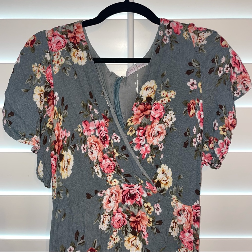 Green floral dress